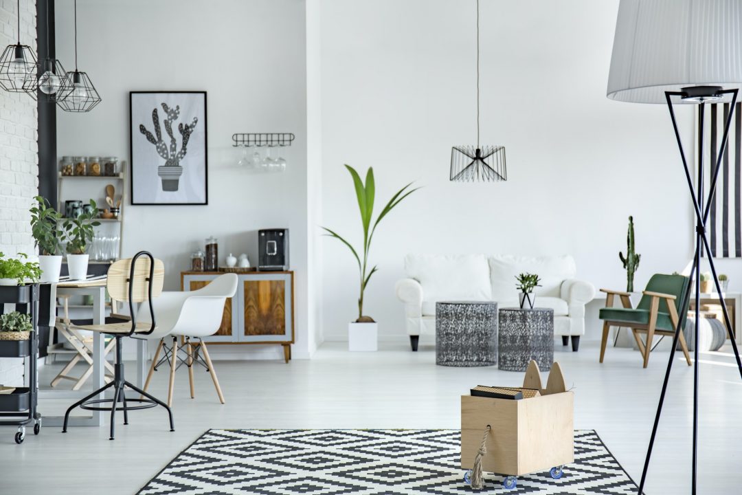 Bright white living room repaint